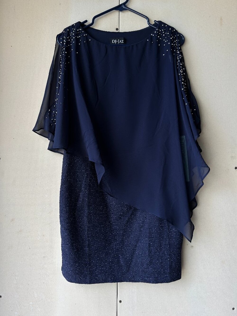 DJ Jaz Women's Navy Blue Sheath Dress with Beading Size 4 NWT